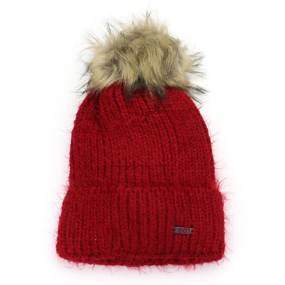 Sensibling Corp. - Wholesale Beanie - Dames - Enkellaags muts met pompon van imitatiebont en manchetten1