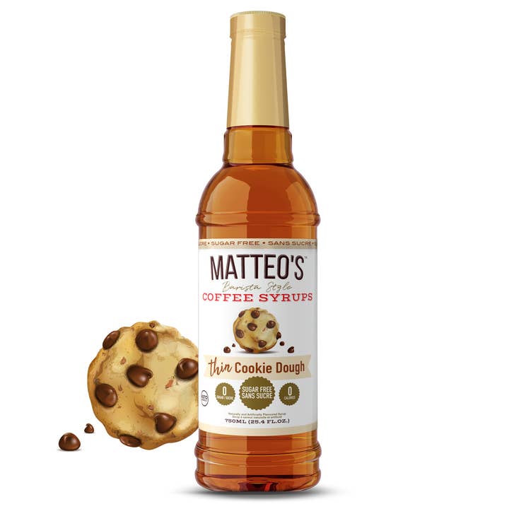 Matteo's - Wholesale Flavored Syrup - Matteo's Sugar Free Coffee Syrup, Cookie Dough, 0 Calories, 0 Sugar, Keto Friendly