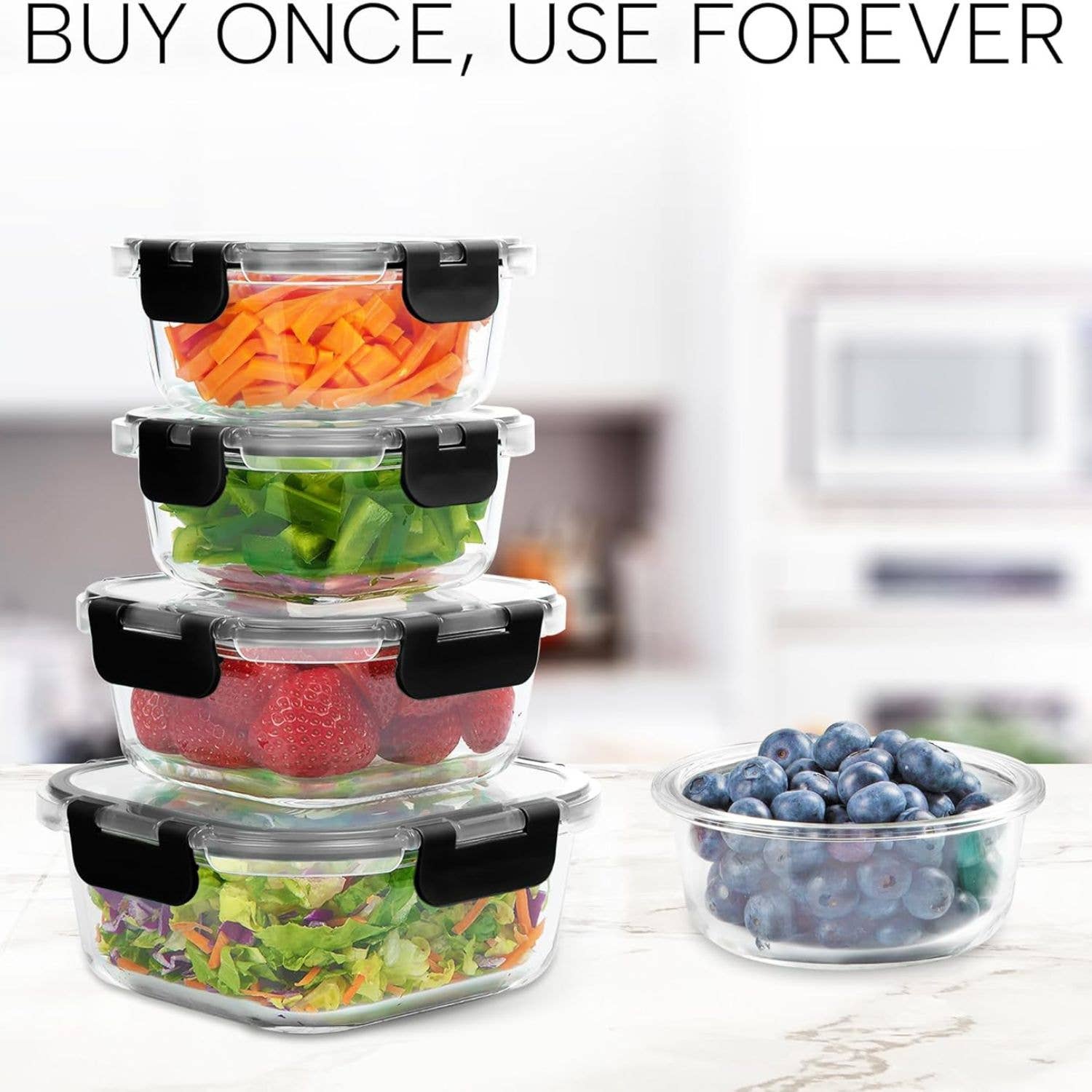 Zulay Kitchen – Engroshandel Madbeholder – Glas madopbevaringsbeholdere med låg – 12-pak6