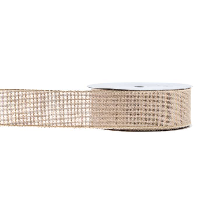 Jacobson - Wholesale Ribbon - Gift Wrapping - 25 YD Natural Jute Burlap Ribbon - Wired Edge1