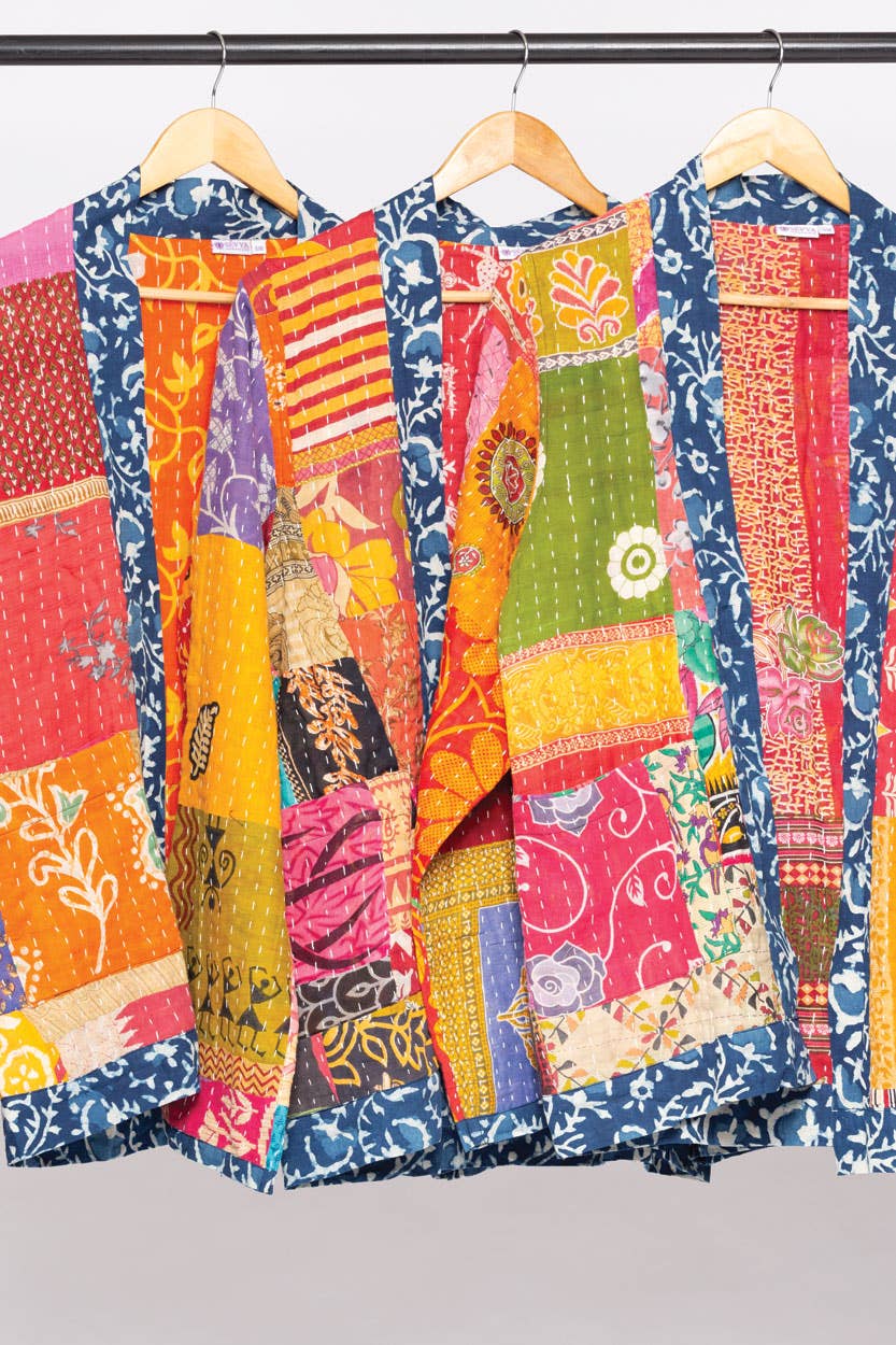 Sevya Handmade - Wholesale Jacket - Women's - Reversible Kantha Quilted Sari Jacket1