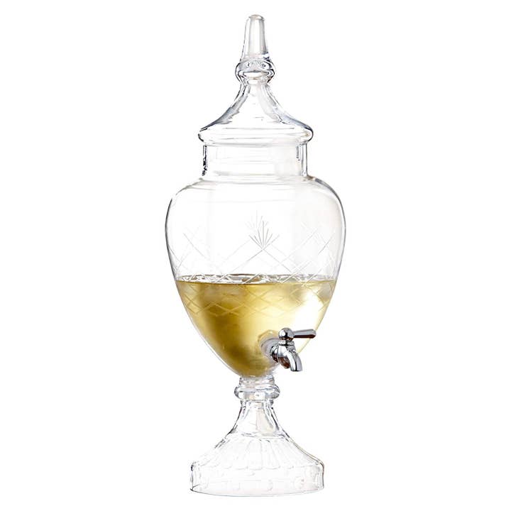 Jay Import CO - Wholesale Drink Dispenser - Winston Cold Beverage Clear Glass Dispenser 128oz. 7.48"Dx19.10"H3
