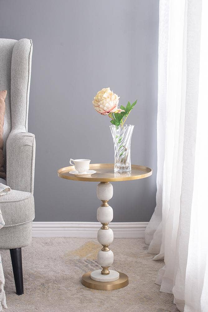 A&B Home Group Inc. - Wholesale Side Table - D16x20" Round Side Table w/ Marble Stand & Pedestal Base5
