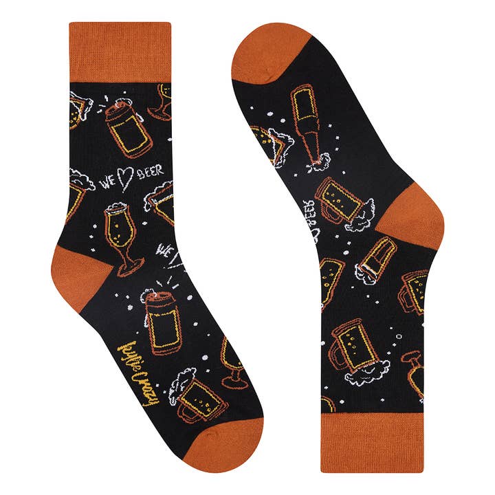 Chaussettes fun en coton sans coutures unisexes motif BIÈRE pour la vente par KYLIE CRAZY