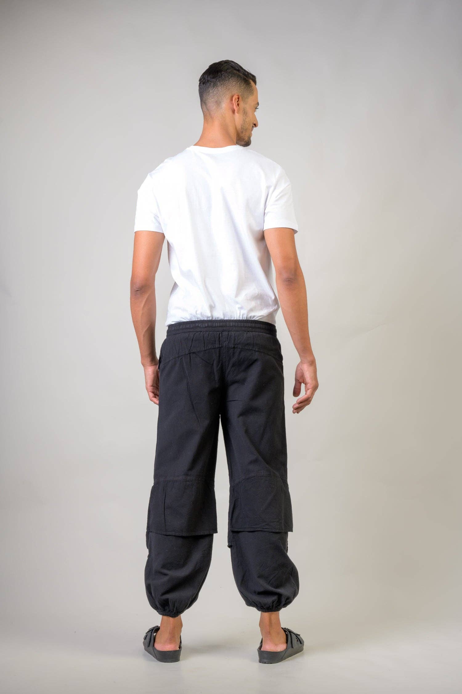 Black Rhea Pocketed Harem Pants for wholesale on Faire4