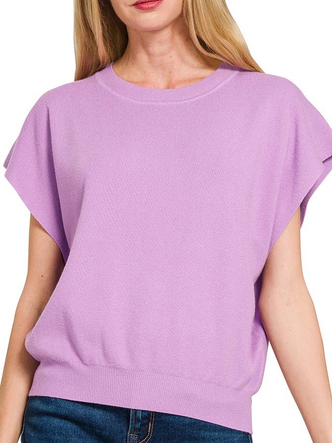 Round Neck Short Dolman Sleeve Sweater for wholesale by Vanilla Monkey