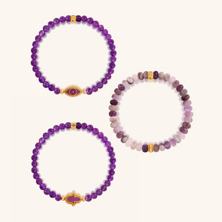 Radiant Serenity Amethyst Bracelet Set for wholesale by Karma And Luck