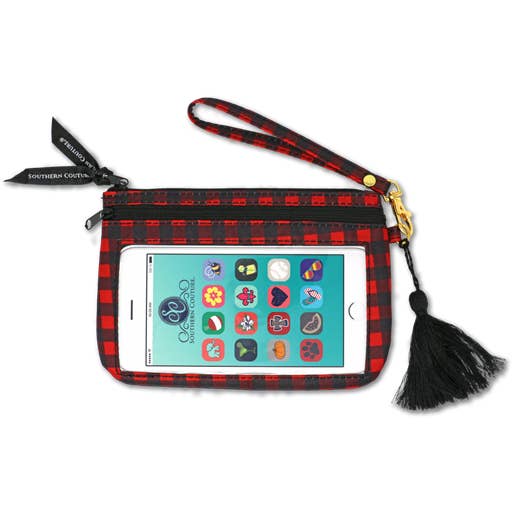 SC Buffalo Plaid Phone Wristlet for wholesale by Southern Couture