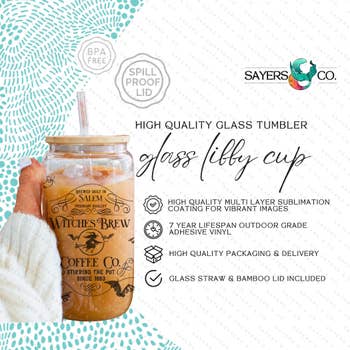 Have The Day You Deserve Iced Coffee Glass Cup with Bamboo Lid and Straw |  16oz Rainbow Beer Can Glass with Lids and Straw | Can Shaped Glass Soda Can