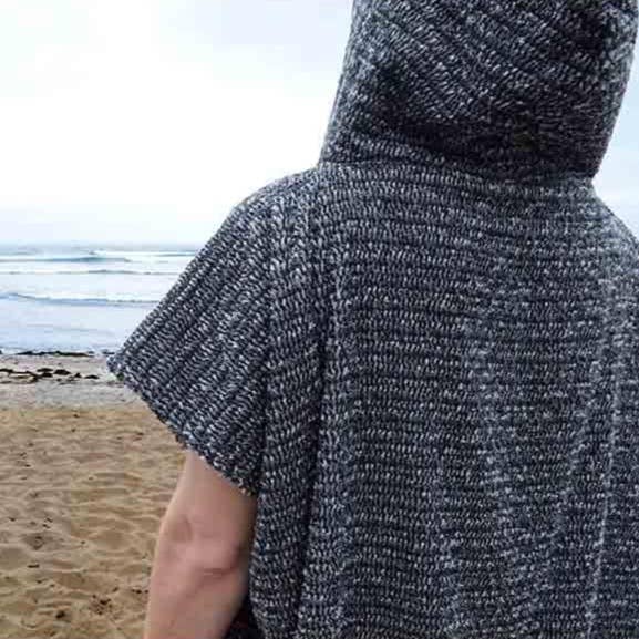 West Path - Wholesale Robe - Unisex - Surf Poncho Changing Robe Hooded Towel - Charcoal Black2