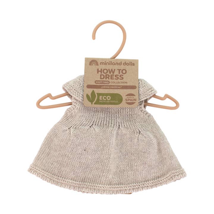 Miniland Educational - Vente Vêtement de poupées – enfant - Tenue de poupée en tricot de 12 pouces - Robe et bandeau