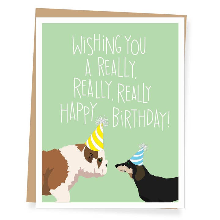 Apartment 2 Cards - Vente Cartes d'anniversaire - Carte d'anniversaire Two Dogs Really Really Happy