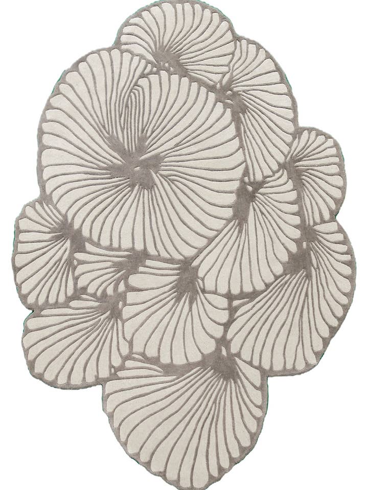 Petals Modern Floral Lace Beige Hand Tufted 5x7 Wool Rug for wholesale by The Rug Decor, Inc.