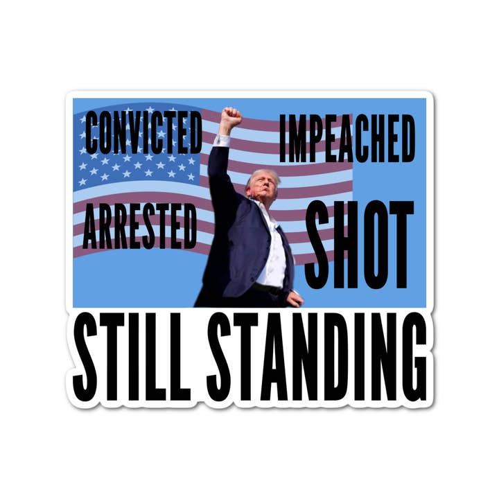 Jazzy Pop Stickers - Wholesale Phone & Laptop Stickers - 3.2" Still standing Trump USA laminated sticker America maga