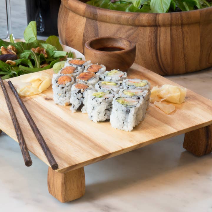 Fox Run Brands - Wholesale Serving Tray - Ironwood Kyoto Sushi Stand, Acacia, 10" x 10" x 2"