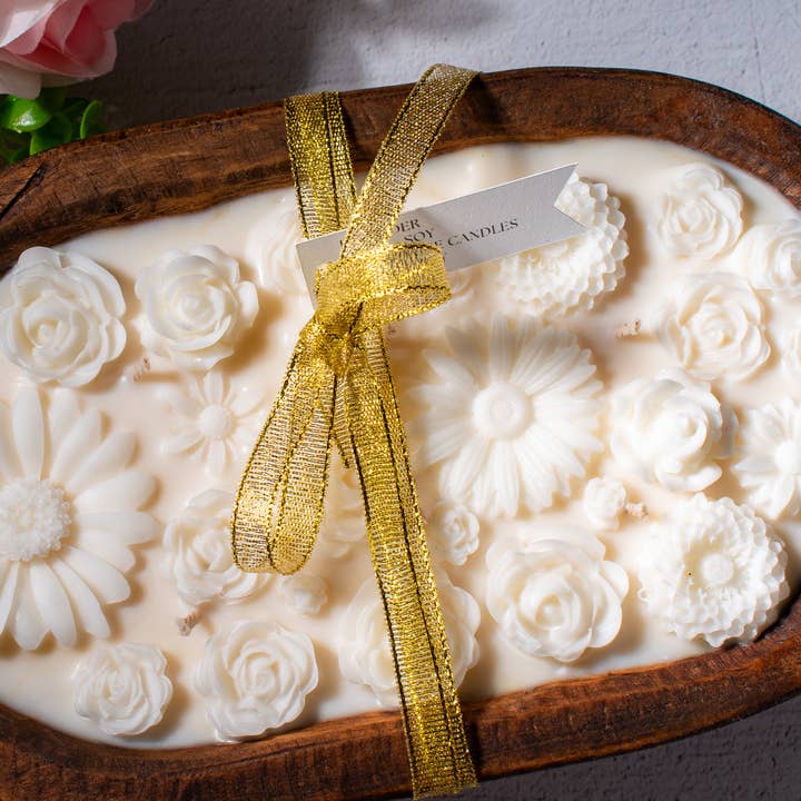 Pink Spruce - Wholesale Jar/Filled Candle - Hand poured soy blend flower dough bowl - Wedding Gift1