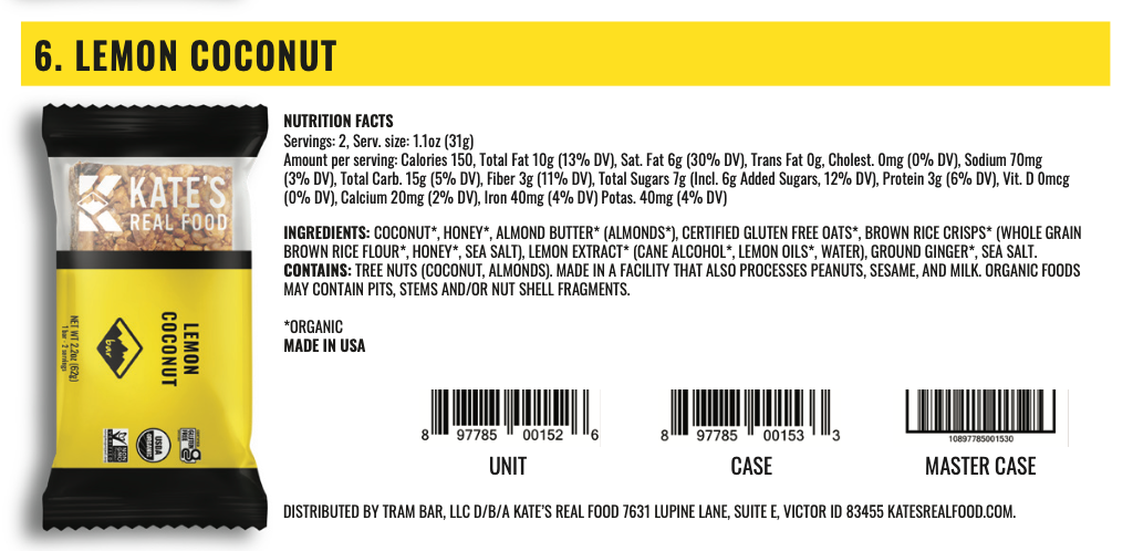 Kate's Real Food - Wholesale Snack Bar - Lemon Coconut1