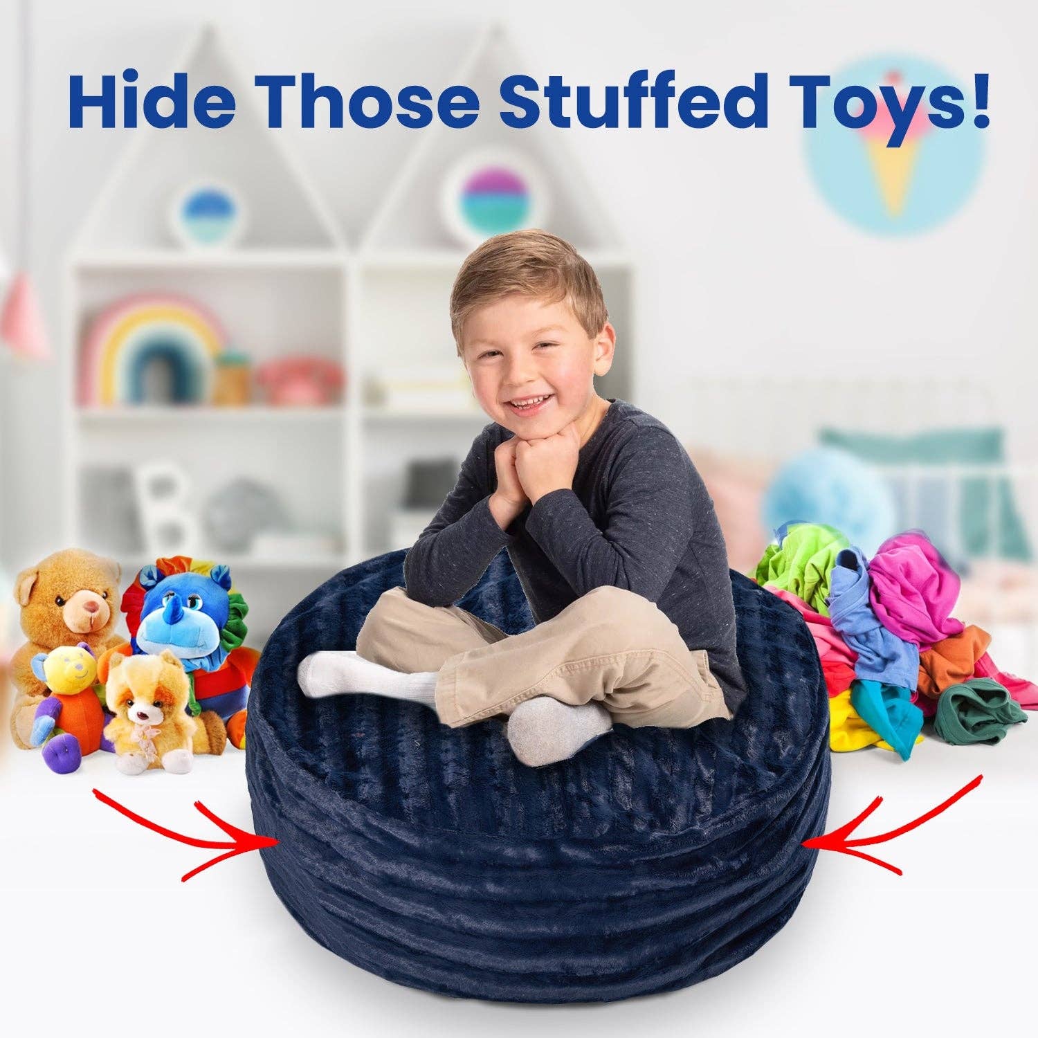 Cheer Collection - Vente Peluche – enfant et bébé - Pouf en fausse fourrure de la collection Cheer et rangement pour animaux en peluche8