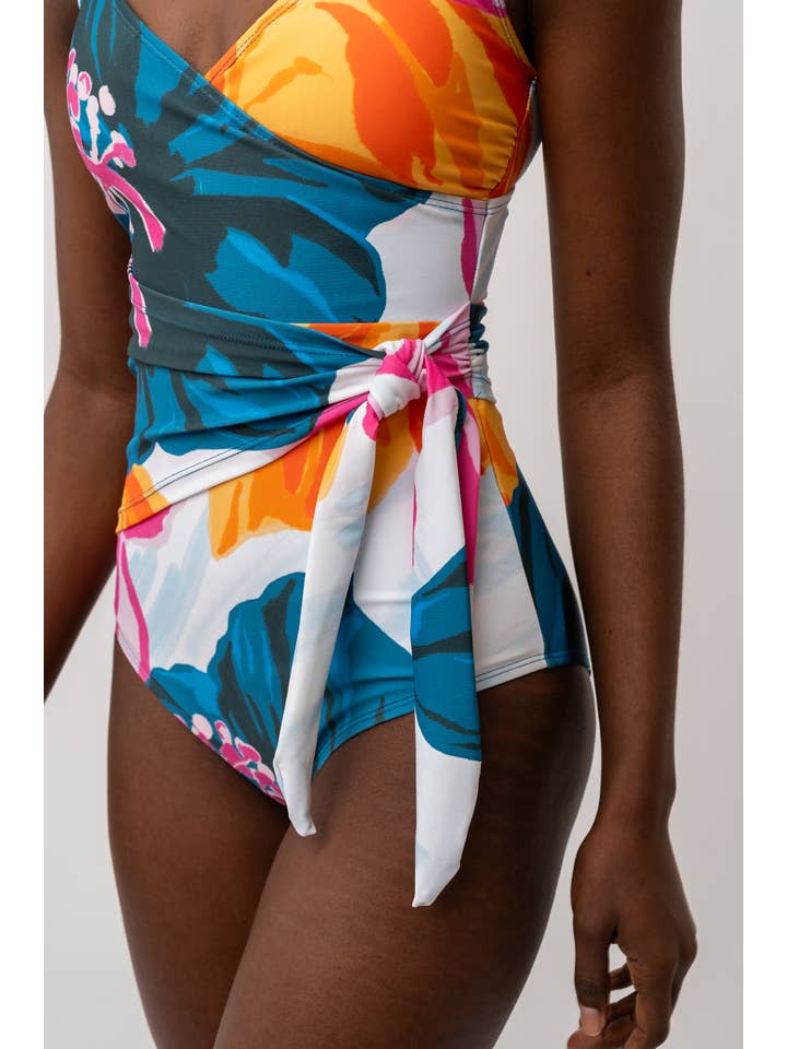 Coral Reef Swim - Wholesale One Piece Swimsuit - Women's - Floral Fusion Wrap Front One Piece2