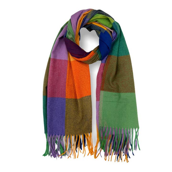 London Scarves - Wholesale Scarf - Women's - Classic colourful mini check scarf with tassels12