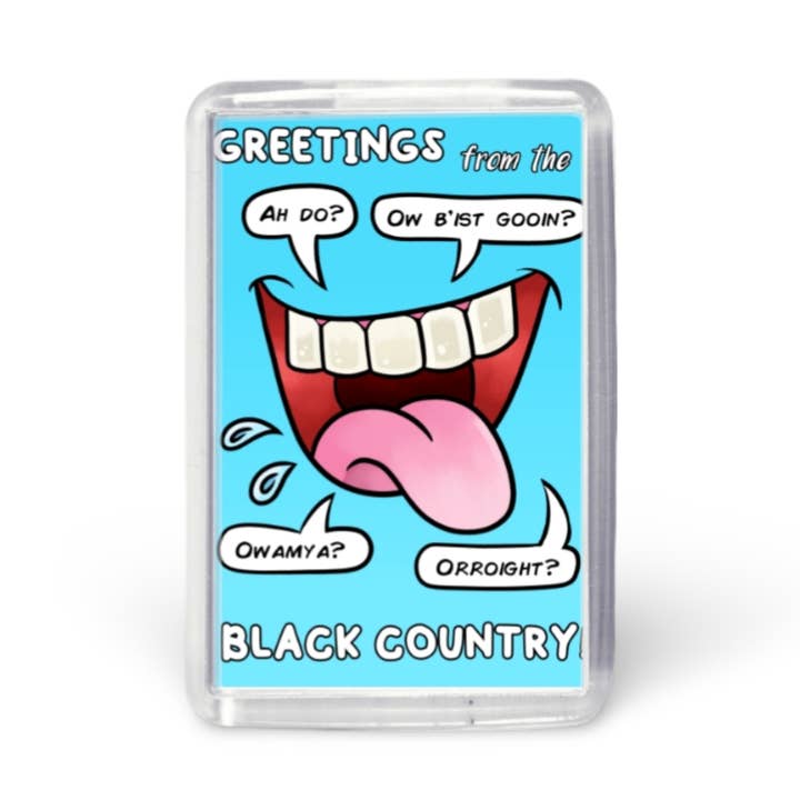 Saluti dal Paese Nero! Magnete per frigorifero in acrilico per la vendita all'ingrosso da parte di Black Country Cards