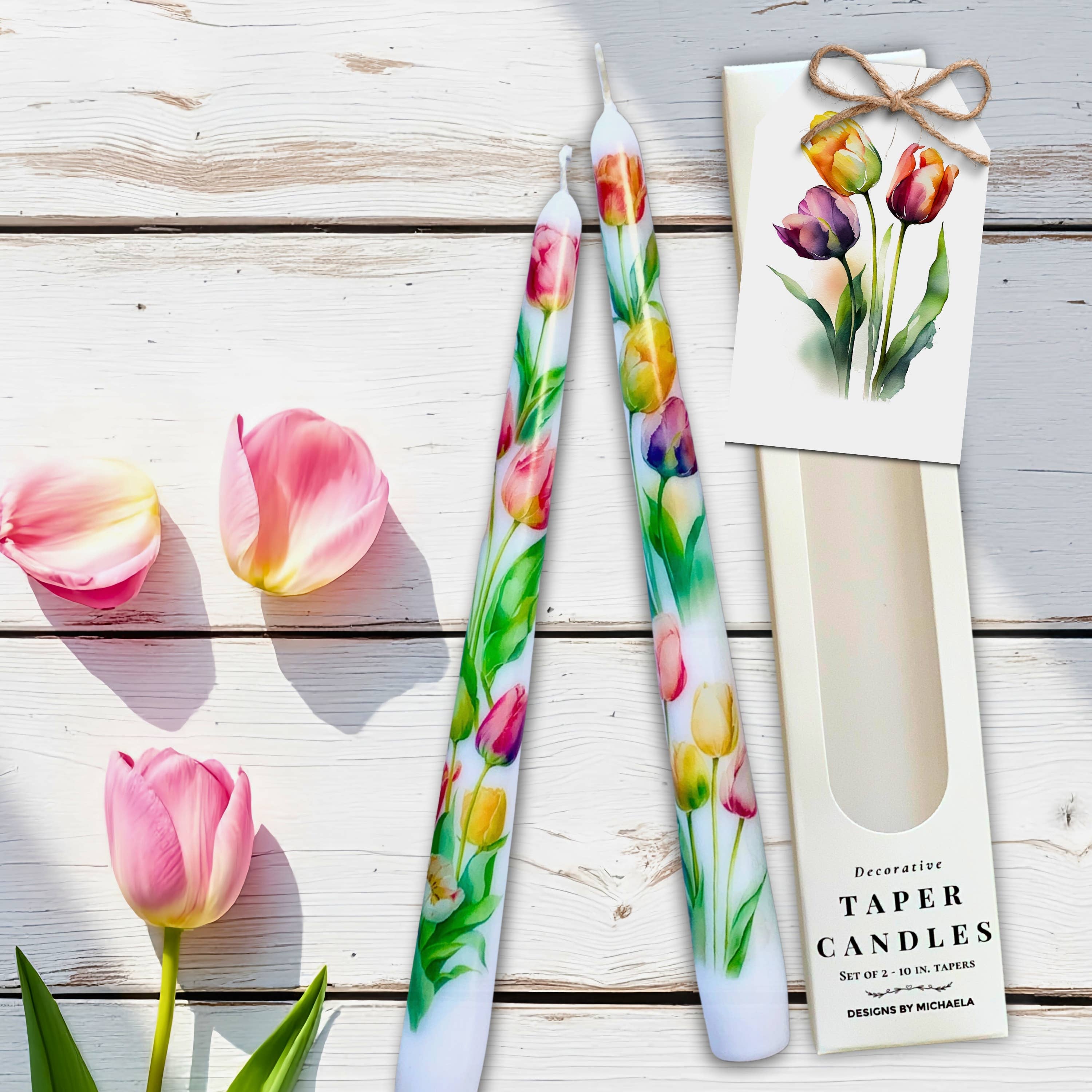 Designs by Michaela - Wholesale Tapered Candle/Candlestick - Tulip Taper Candles for Home Decor and Gifts3