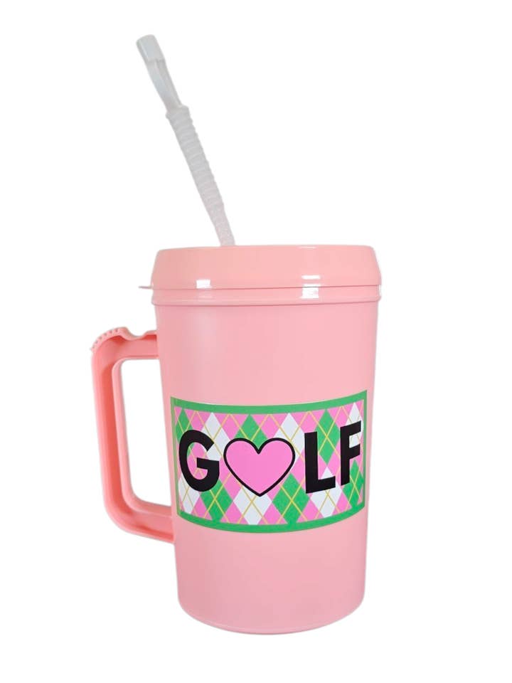Golf Heart Love HIP SIPS Mega Trucker Mug 34oz for wholesale by Scratch Decor