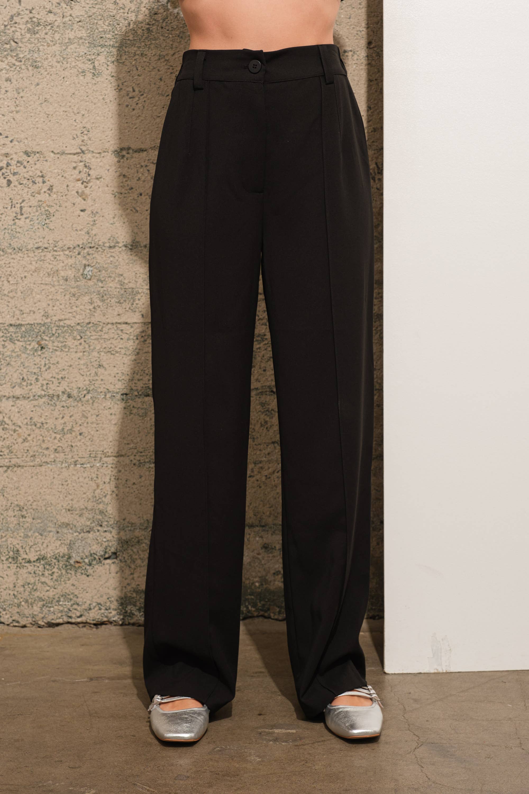 Blue B - Vente Pantalon – femme - Pantalon formel taille mi-haute à jambes droites légèrement fuselées0