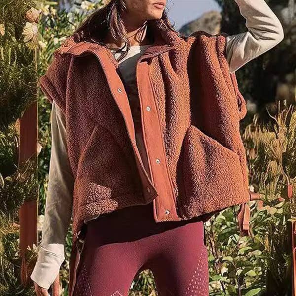 Hope & Sunshine - Wholesale Outerwear Vest - Women's - Fleece Button Vest Jacket2