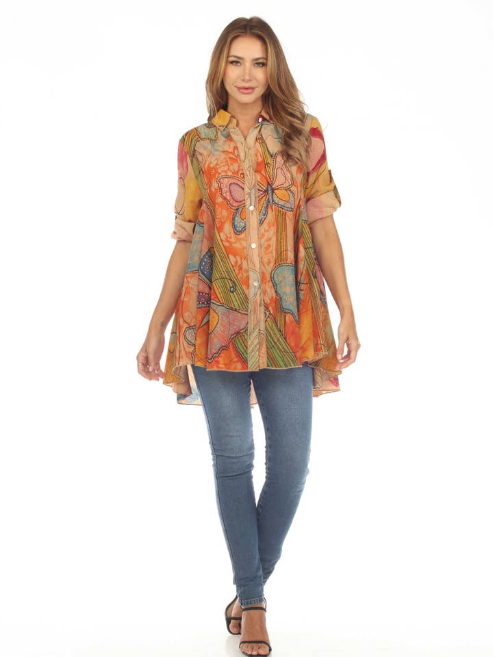 Lady's Button Jungle Queen Floral 3/4 Slv Cardigan Jacket for wholesale by Kamana