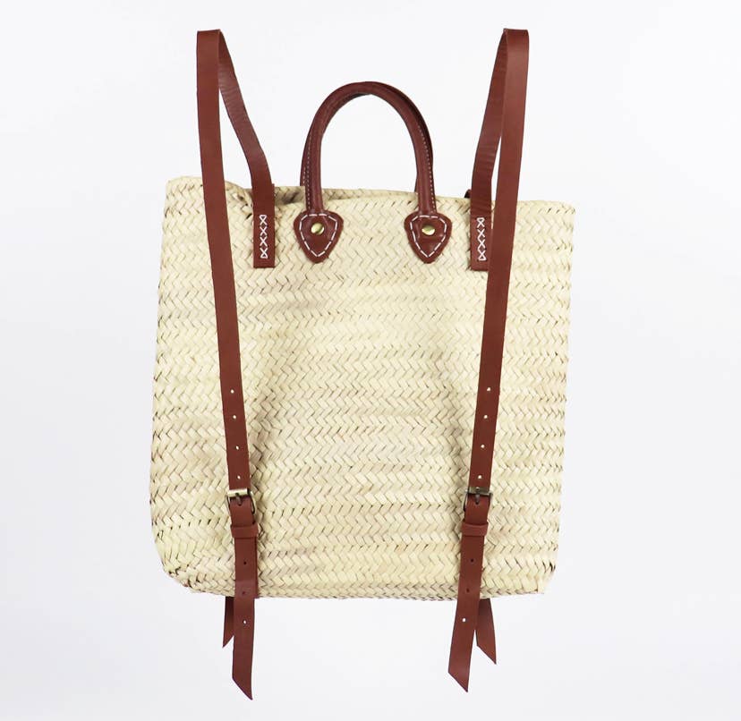 Mikwi – Großhandel Strandtaschen – Strandtasche aus Stroh mit Lederriemen - Rucksack aus Stroh15