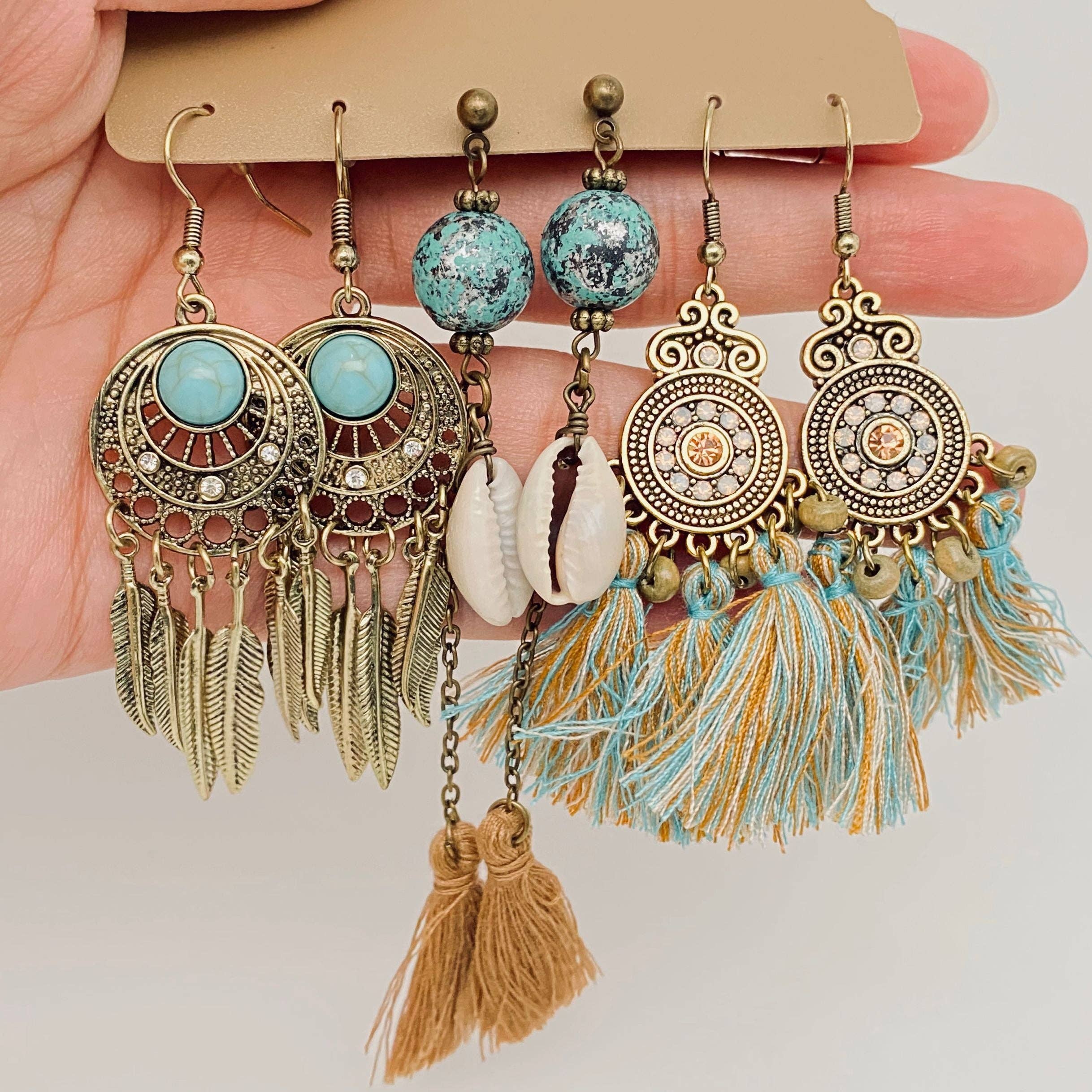 Mio Queena – wholesale Jewellery set – 3Pairs/set Boho Earrings in Different Styles - BJ1