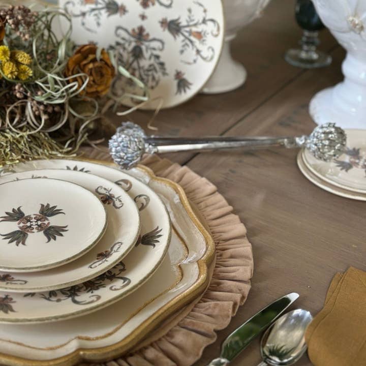 Arte Italica & Crown Linen Designs - Wholesale Charger plate - Florentino Baroque Wooden Charger/Tray, Taupe - NEW