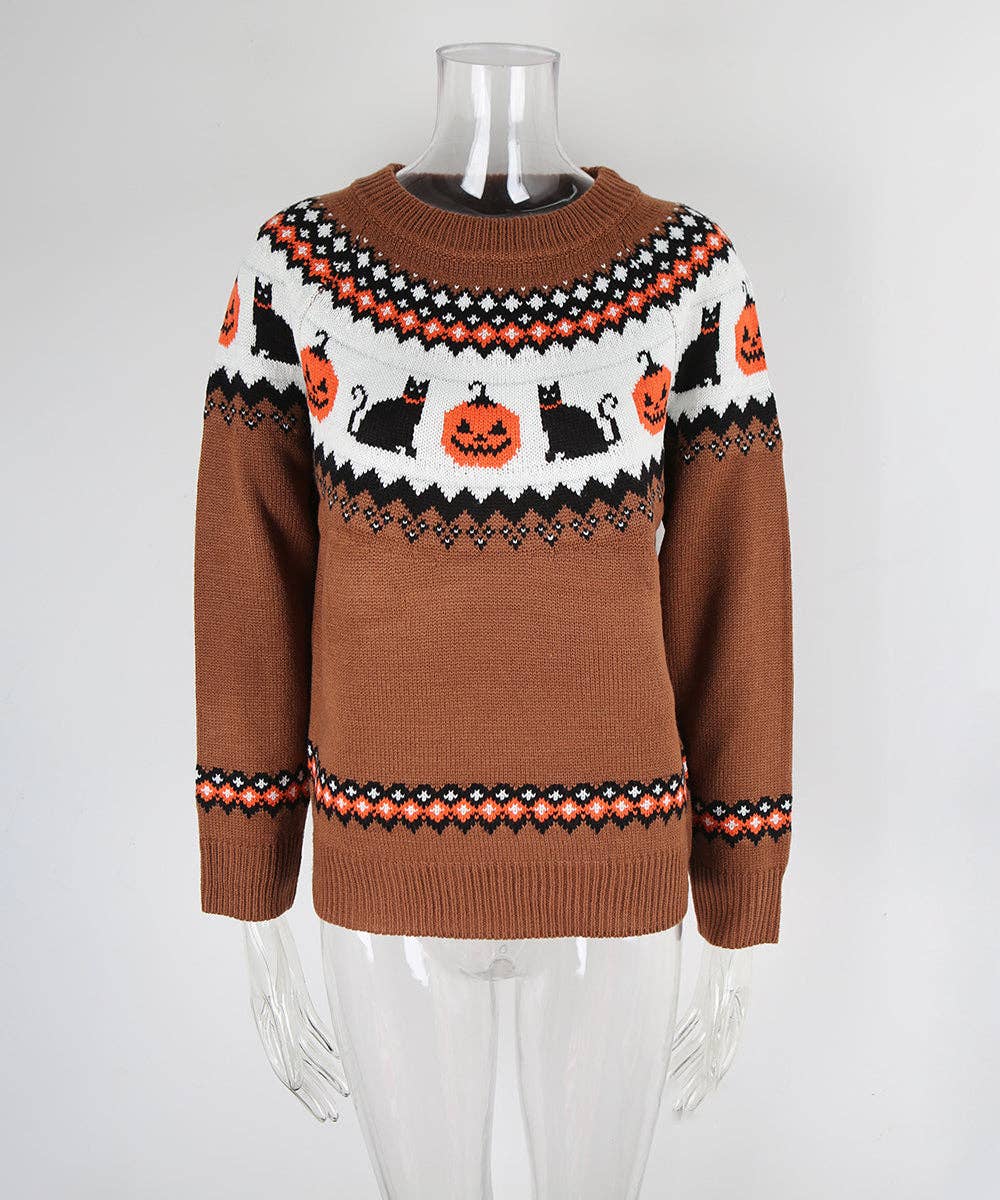 Camel Festive Knit Oversized Pullover Sweater for wholesale on Faire8