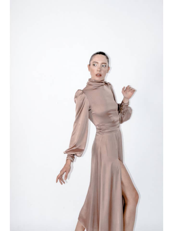 Cream Brown The Maiara Dress for wholesale on Faire