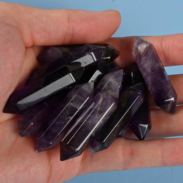 ilovebeadsusa - Wholesale Spiritual Stone/Crystal - 42mm Natural Amethyst Double Terminated Points Crystal3