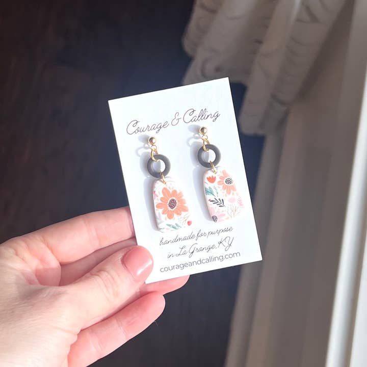 Mini Norah Dangles in Groovy Floral for wholesale by Courage & Calling