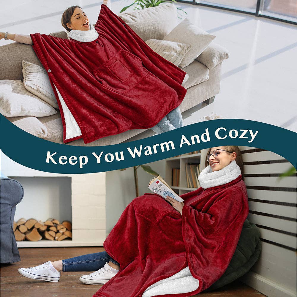 Pavilia - Wholesale Poncho - Women's - Neck Warmer Hooded Poncho Blanket47