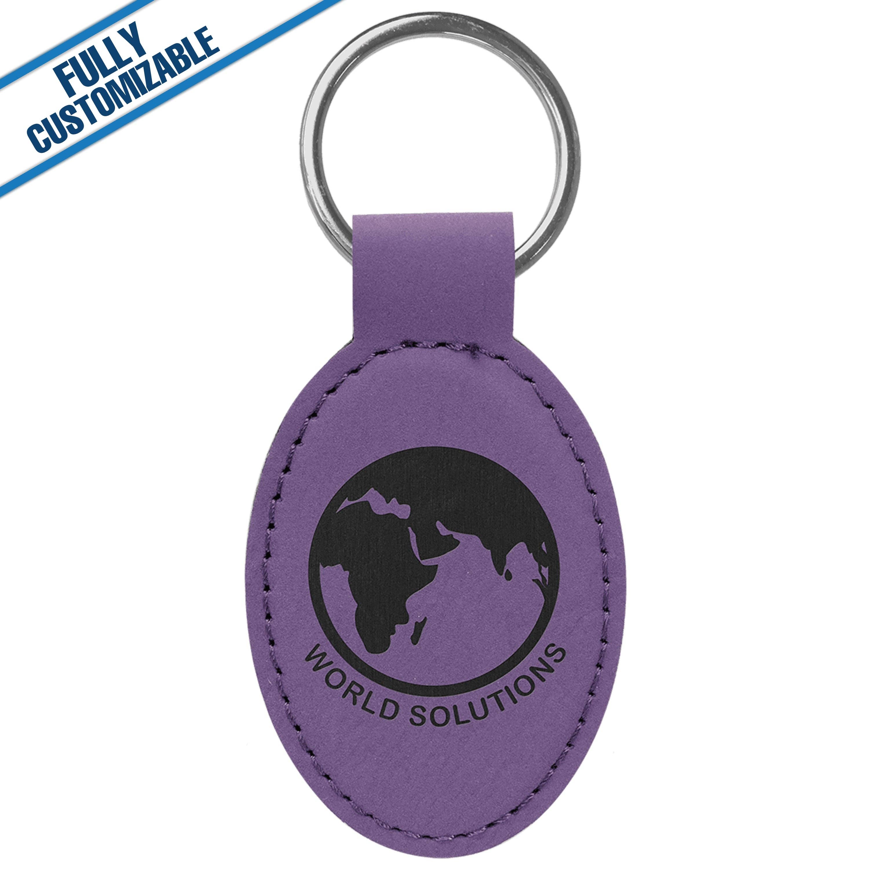 GiftWorksPlus - Wholesale Keychain - Unisex - Engraved Leatherette Oval Keychain - Fully Customizable13
