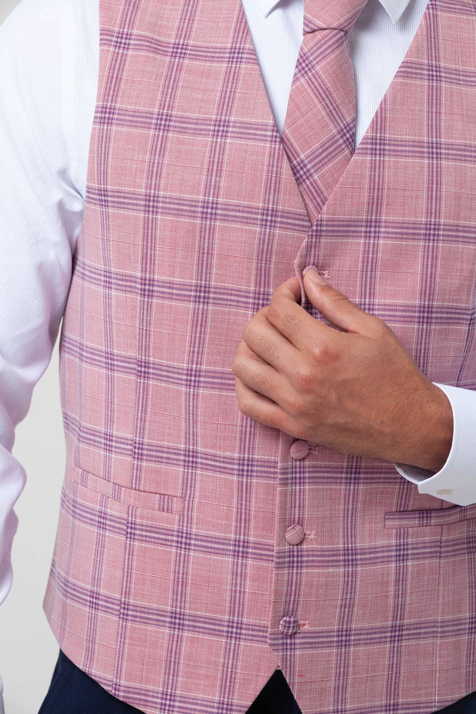 Rose Set Vest with Tie, Checkered Handkerchief w/ Picasso for wholesale on Faire2