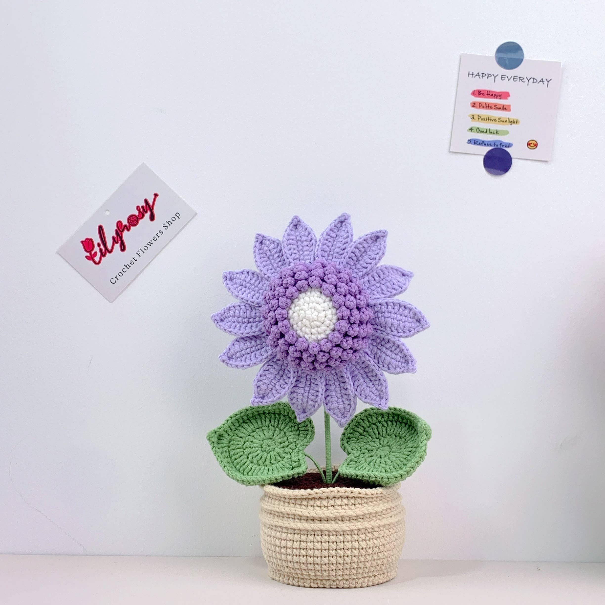 Lilyrosy（Duty free) - Wholesale Artificial Flowers - Crochet Sunflower plant pot, Handmade Valentine's Day gift6