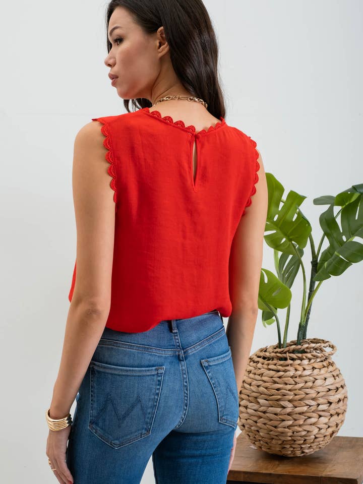 Blu Pepper - Wholesale Blouse - Women's - SLEEVELESS LACE EDGE WOVEN TOP22