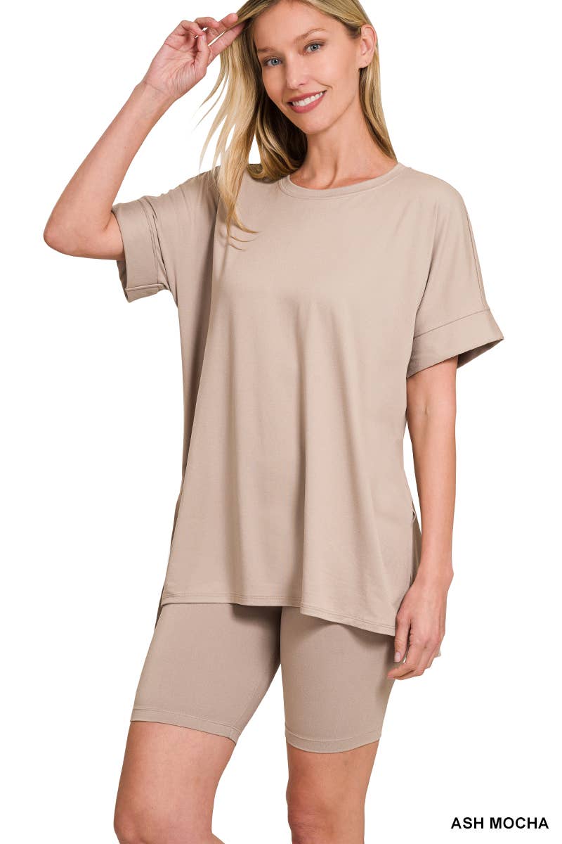 42POPS – wholesale Mjukisset – Dam – .Mikrofibertopp & Bikershorts 2-delat set45