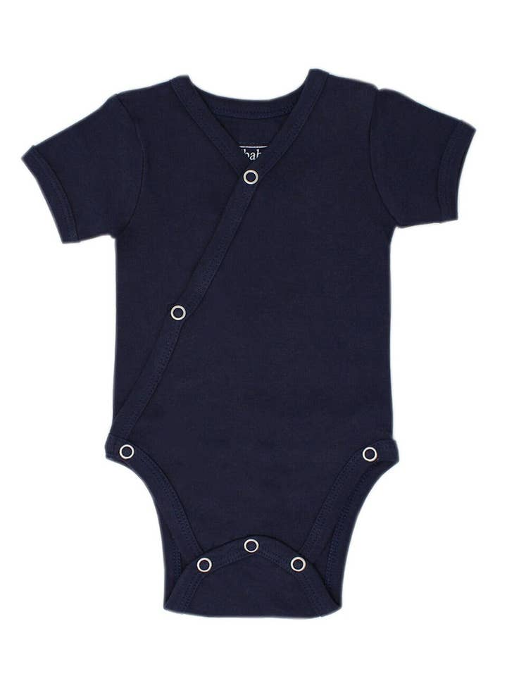 L'ovedbaby - Wholesale Bodysuit (Non-Footed) - Baby - Organic Short-Sleeve Kimono Bodysuit in Navy