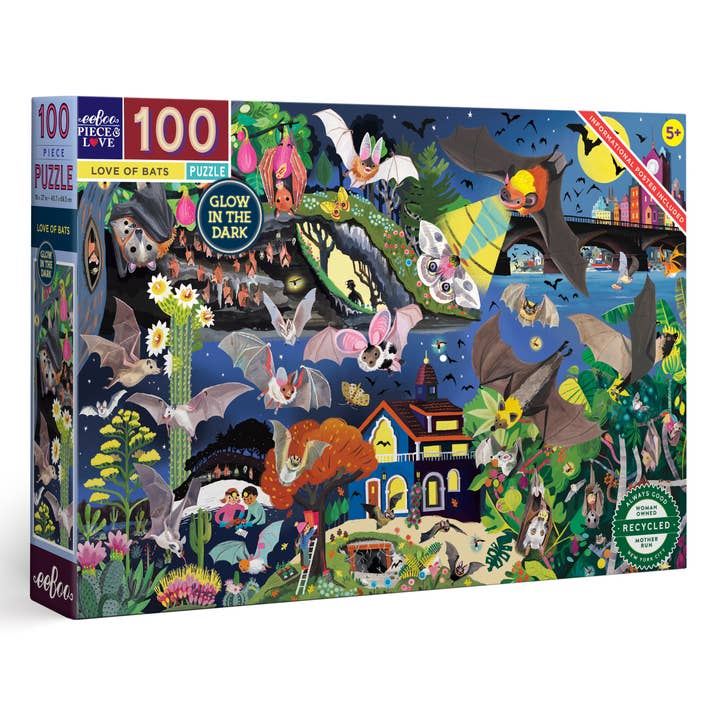 Love of Bats 100 Piece Glow in the Dark Puzzle for wholesale by eeBoo
