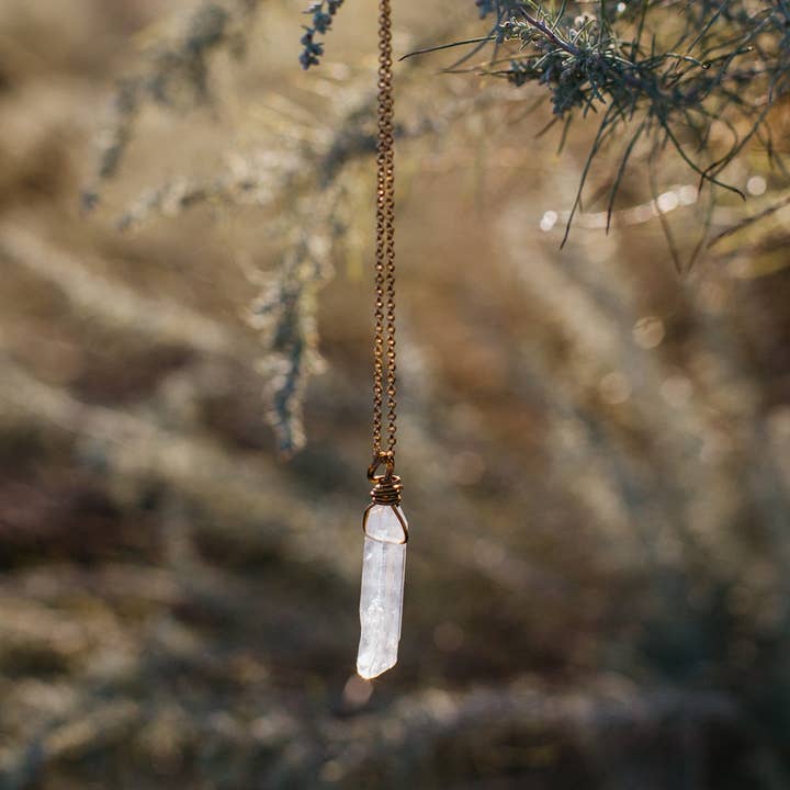 Single White Quartz Necklace for wholesale by Root & Feather
