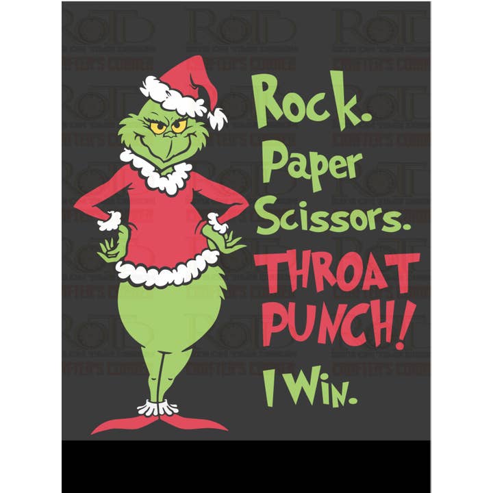 Rock Paper Scissors Throat Punch DTF Print for wholesale by ROTD Crafter's Corner