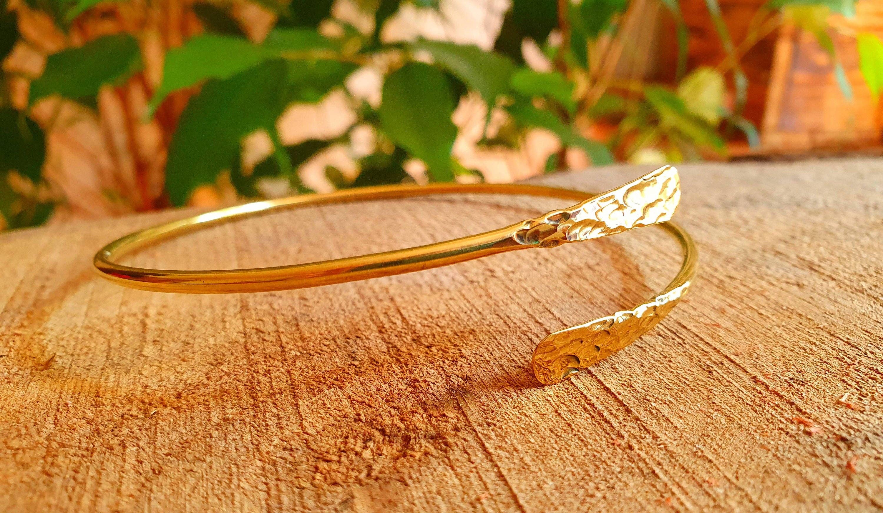 Kaali Boutique - Wholesale Cuff Bracelet - Hammered Brass Arm Bracelet / Boho / Tribal / Spiral / Bangle/ Ethnic / Rustic / Bohemian / Hippie / Body jewellery / Psy / Adjustable7