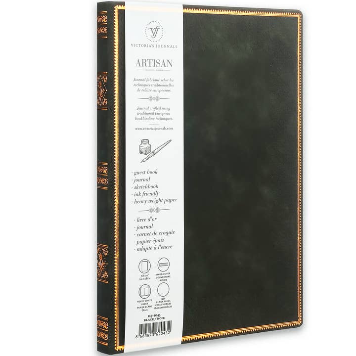 Artisan Blank Journal, Sketchbook & Guestbook (Black+Bronze) for wholesale by Victoria's Journals