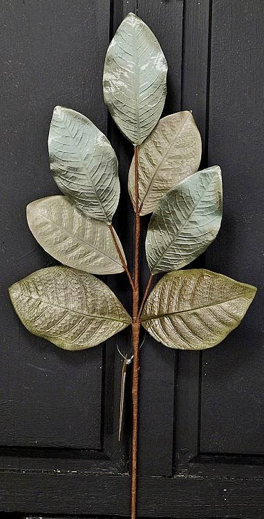 Holiday Depot Inc. - Wholesale Christmas Decoration - ISB63580- 23in Metalic Magnolia Leaves Spray- vintage green1